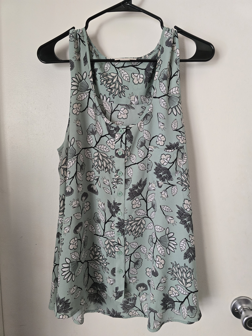 Style & Co. Mint Floral Button-Front Sleeveless Camisole